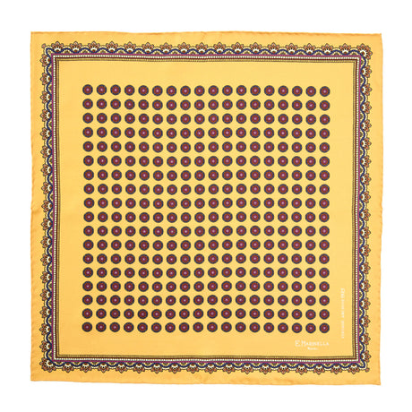YELLOW HAND-PRINTED SILK POCKET SQUARE