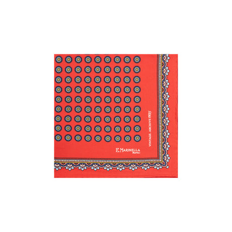 RED HAND-PRINTED SILK POCKET SQUARE