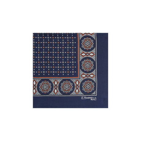 POCHETTE DA TASCHINO IN SETA STAMPATA A MANO BLU SCURO