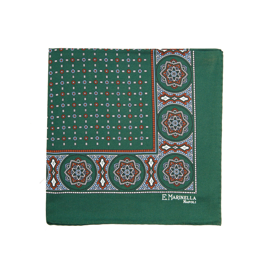 POCHETTE DA TASCHINO IN SETA STAMPATA A MANO VERDE SCURO