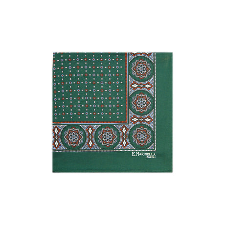 POCHETTE DA TASCHINO IN SETA STAMPATA A MANO VERDE SCURO
