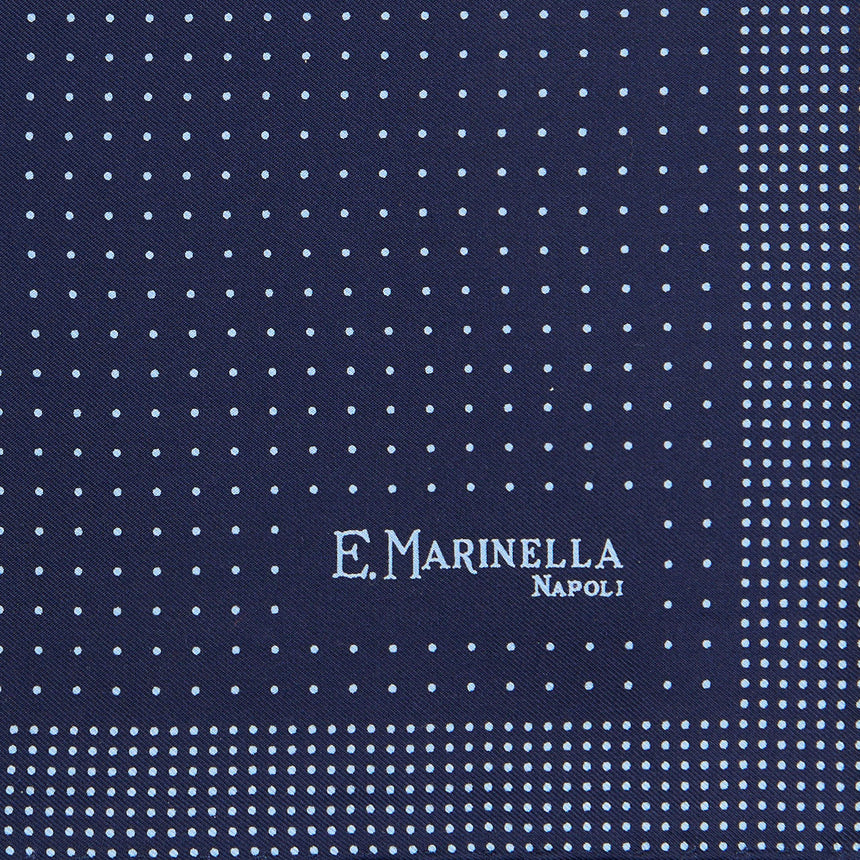 DARK BLUE HAND-PRINTED SILK POCKET SQUARE