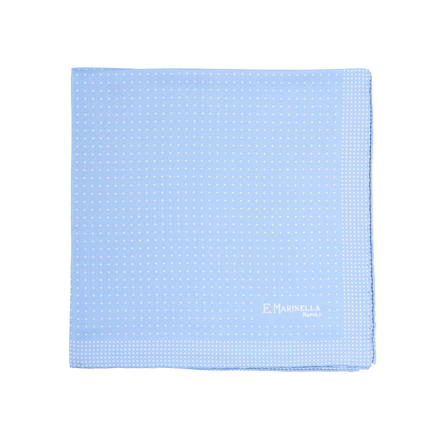 LIGHT BLUE HAND-PRINTED SILK POCKET SQUARE