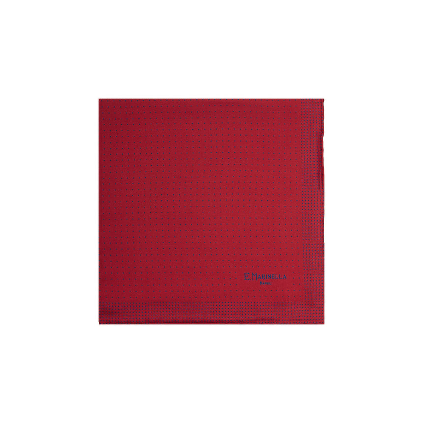BURGUNDY HAND-PRINTED SILK POCKET SQUARE