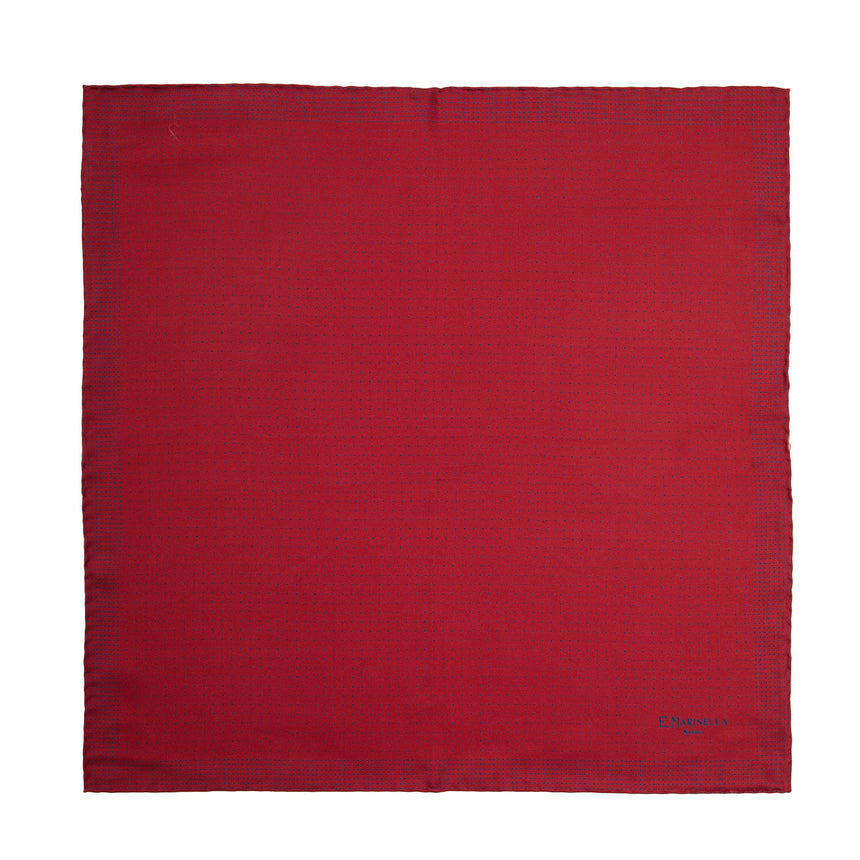 BURGUNDY HAND-PRINTED SILK POCKET SQUARE