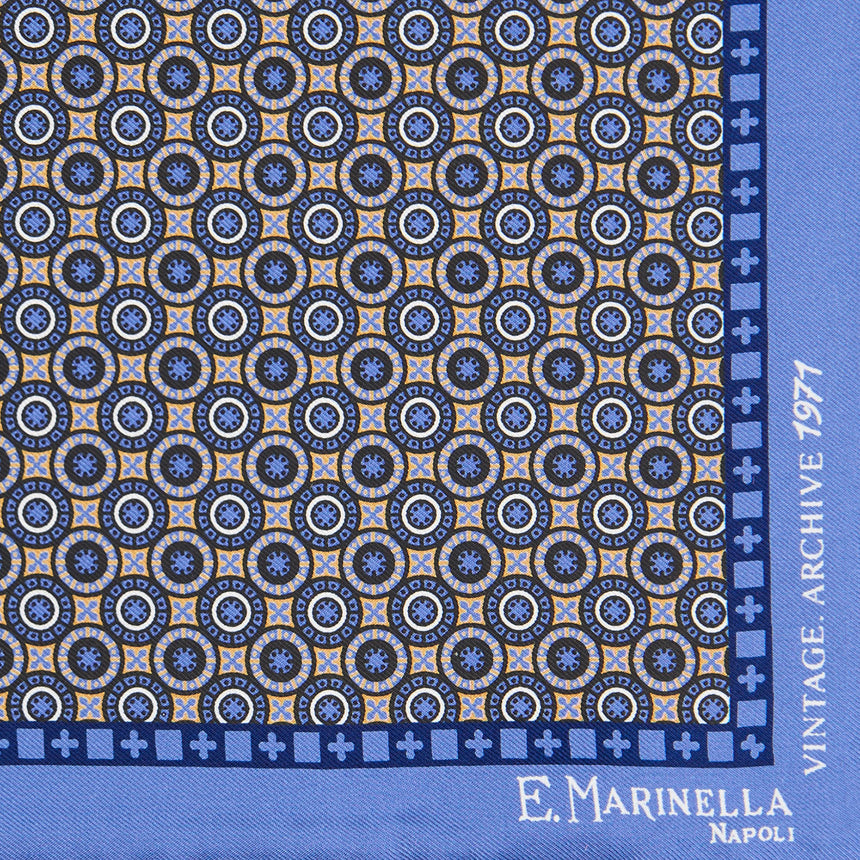 POWDER BLUE HAND-PRINTED SILK POCKET SQUARE
