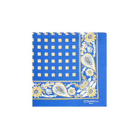 BLUETTE HAND-PRINTED SILK POCKET SQUARE