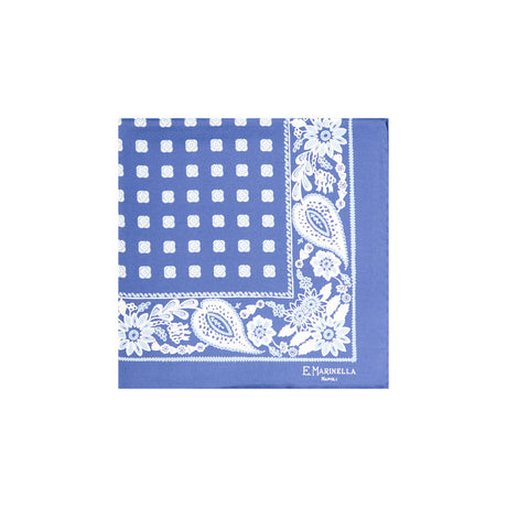 POWDER BLUE HAND-PRINTED SILK POCKET SQUARE