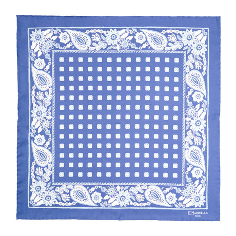 POWDER BLUE HAND-PRINTED SILK POCKET SQUARE
