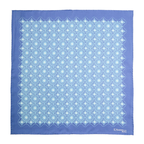POWDER BLUE HAND-PRINTED SILK POCKET SQUARE