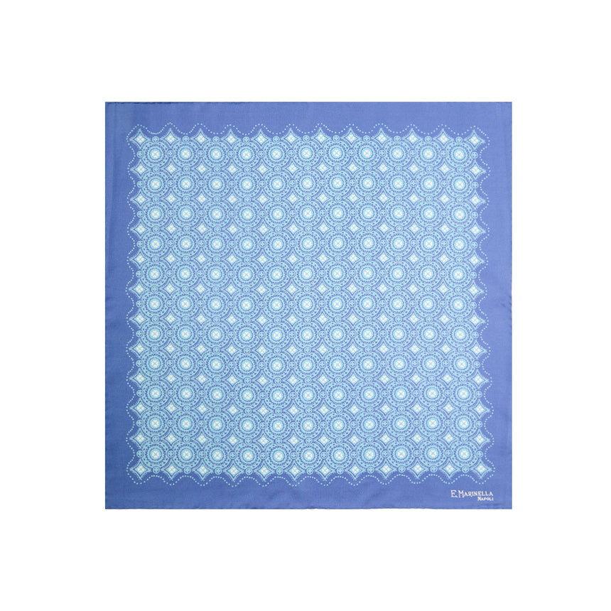 POWDER BLUE HAND-PRINTED SILK POCKET SQUARE