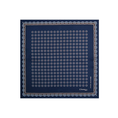 POCHETTE DA TASCHINO IN SETA STAMPATA A MANO BLU SCURO