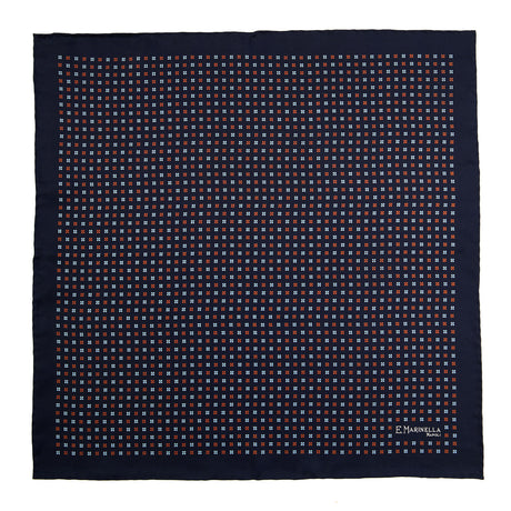 POCHETTE DA TASCHINO IN SETA STAMPATA A MANO BLU SCURO