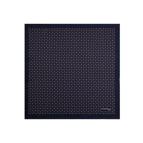 POCHETTE DA TASCHINO IN SETA STAMPATA A MANO BLU SCURO