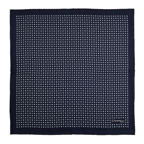 POCHETTE DA TASCHINO IN SETA STAMPATA A MANO BLU SCURO