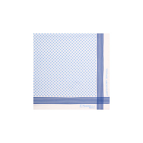WHITE HAND-PRINTED SILK POCKET SQUARE