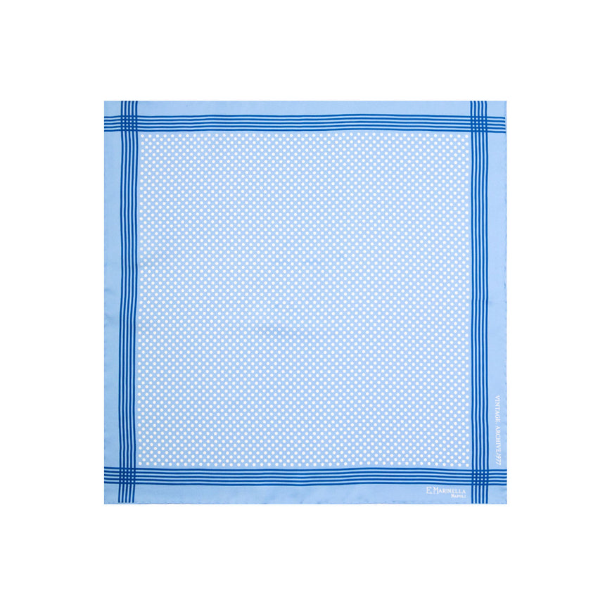 LIGHT BLUE HAND-PRINTED SILK POCKET SQUARE