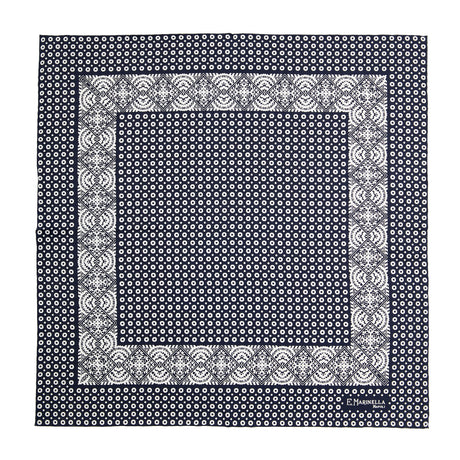 POCHETTE DA TASCHINO IN SETA STAMPATA A MANO BLU SCURO