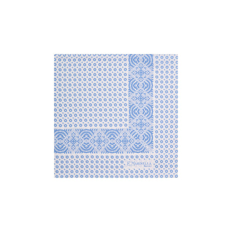 WHITE HAND-PRINTED SILK POCKET SQUARE