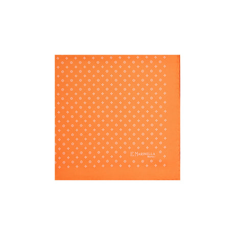 ORANGE HAND-PRINTED SILK POCKET SQUARE