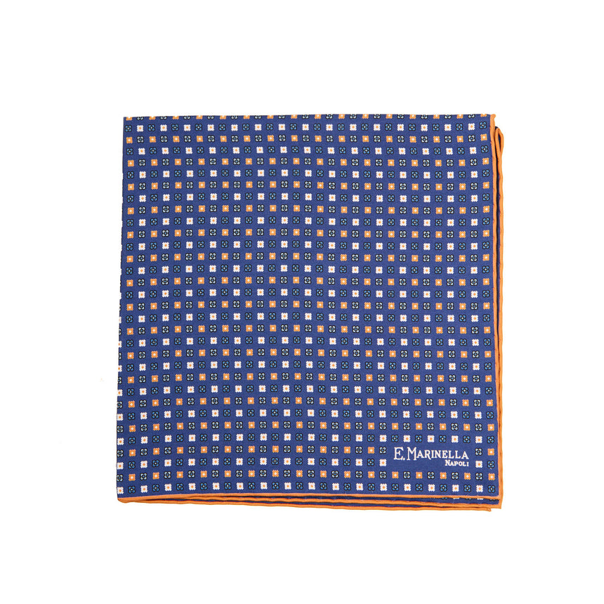 POCHETTE DA TASCHINO IN SETA STAMPATA A MANO BLU