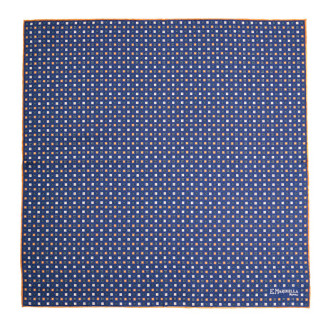 POCHETTE DA TASCHINO IN SETA STAMPATA A MANO BLU