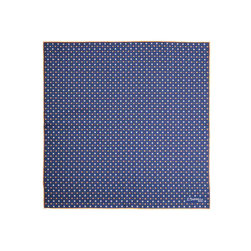 POCHETTE DA TASCHINO IN SETA STAMPATA A MANO BLU