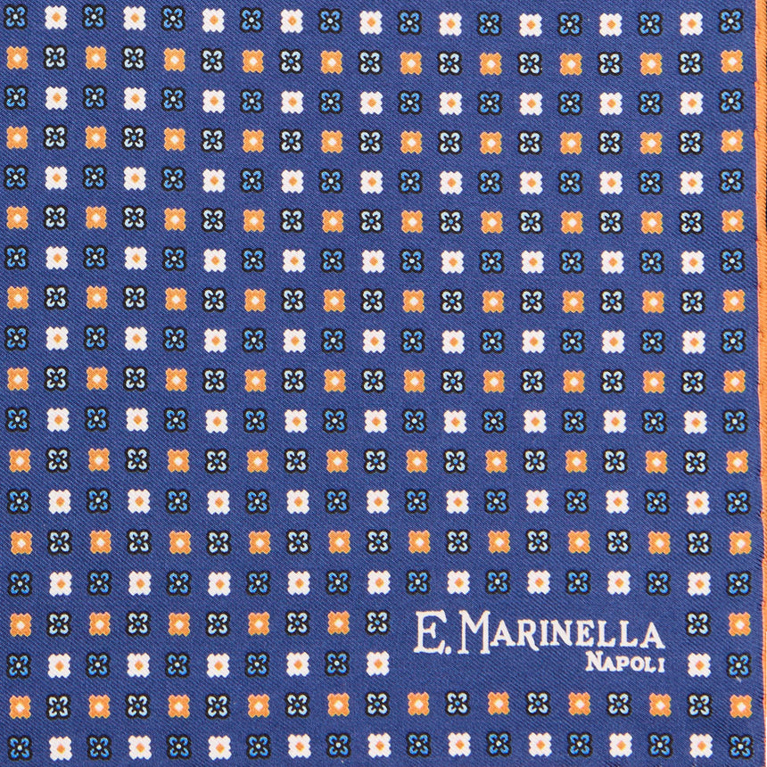 POCHETTE DA TASCHINO IN SETA STAMPATA A MANO BLU