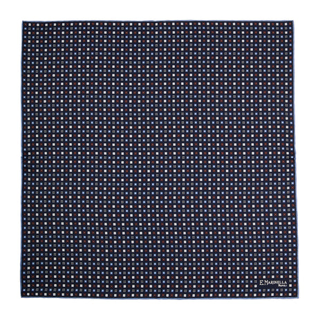 POCHETTE DA TASCHINO IN SETA STAMPATA A MANO BLU SCURO