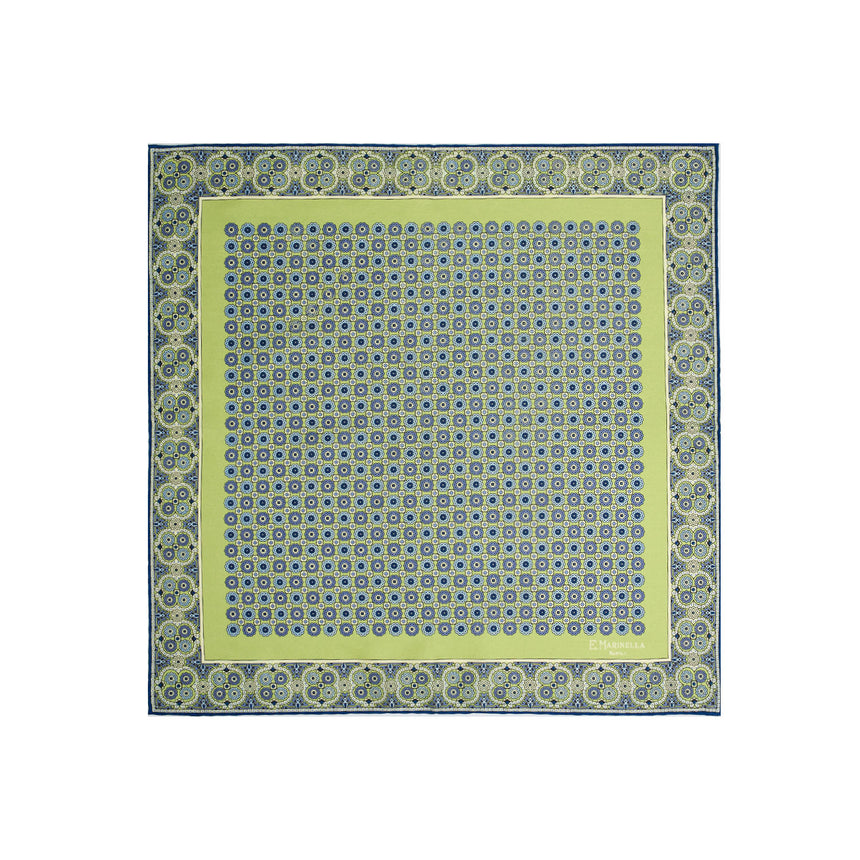 LIGHT GREEN HAND-PRINTED SILK POCKET SQUARE