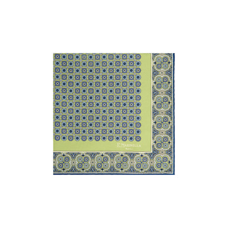 LIGHT GREEN HAND-PRINTED SILK POCKET SQUARE