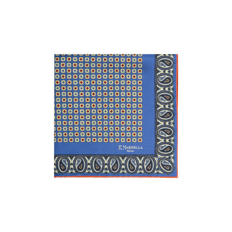 POWDER BLUE HAND-PRINTED SILK POCKET SQUARE