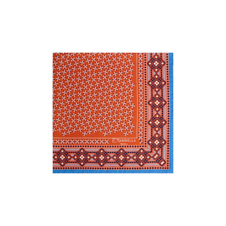 ORANGE HAND-PRINTED SILK POCKET SQUARE