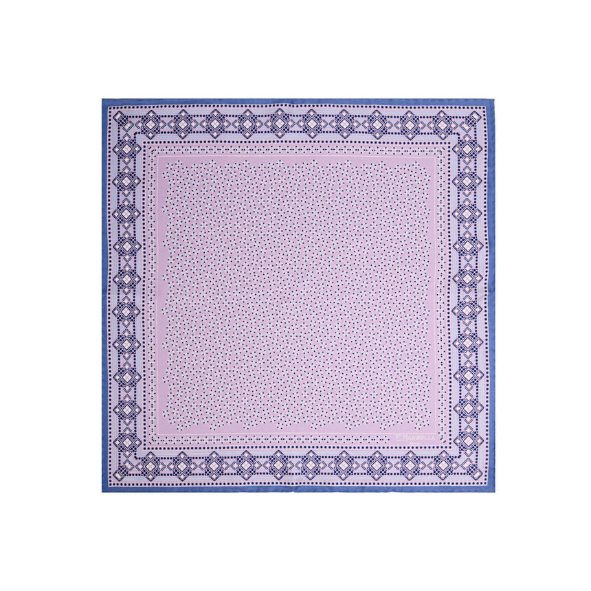 LILAC HAND-PRINTED SILK POCKET SQUARE