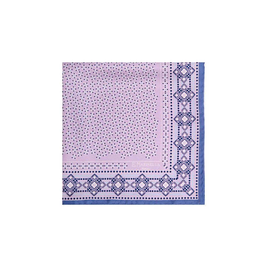 LILAC HAND-PRINTED SILK POCKET SQUARE