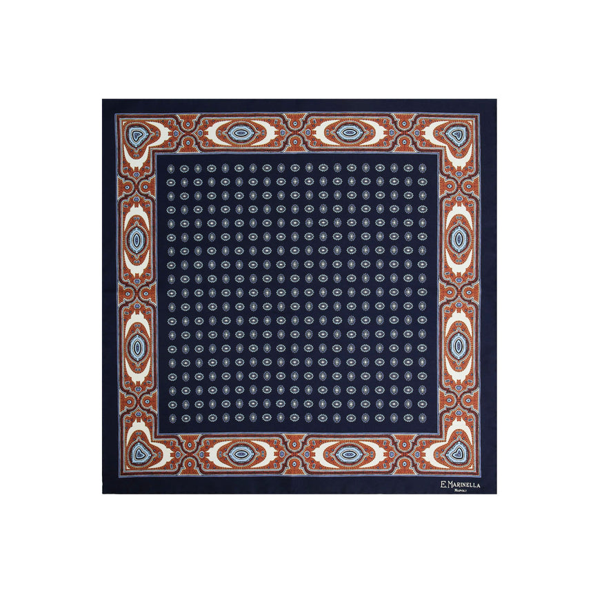 POCHETTE DA TASCHINO IN SETA STAMPATA BLU SCURO