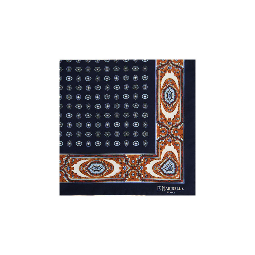 POCHETTE DA TASCHINO IN SETA STAMPATA BLU SCURO