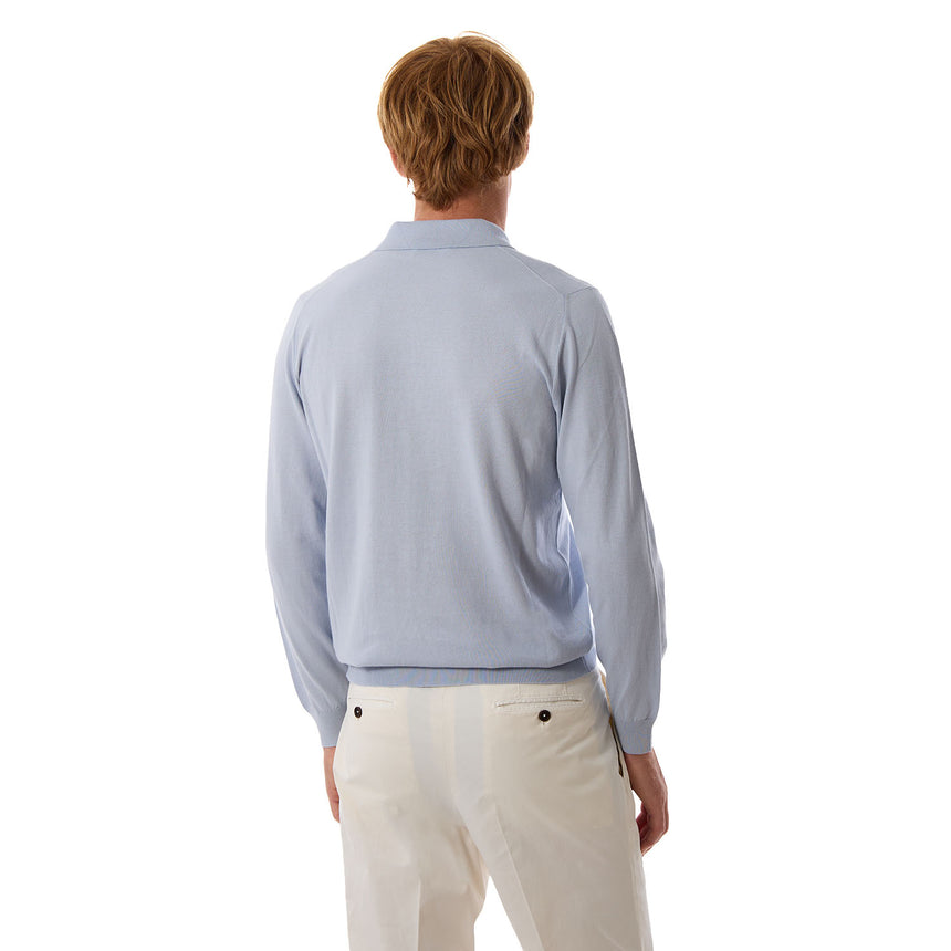 POWDER BLUE LONG SLEEVE KNITTED POLO