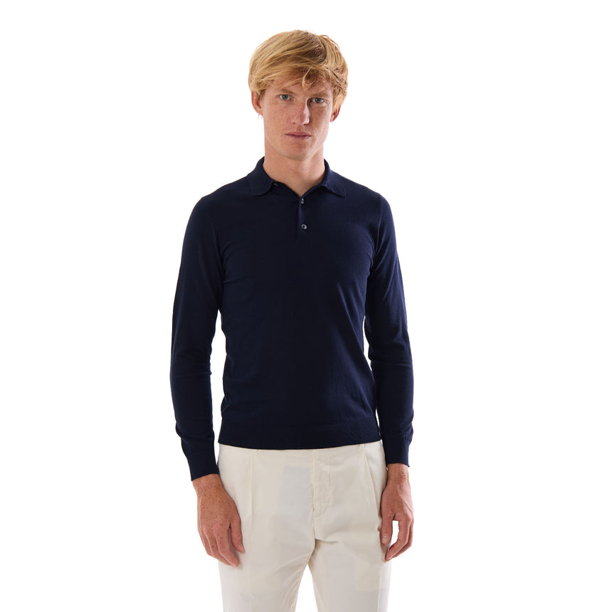 POLO TRICOT MANICA LUNGA BLU SCURO