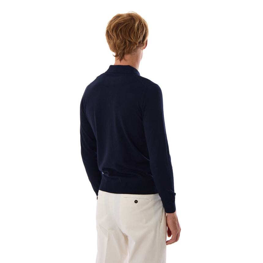 POLO TRICOT MANICA LUNGA BLU SCURO