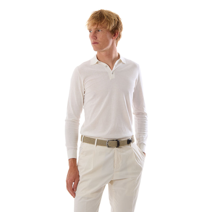 POLO TRICOT MANICA LUNGA BIANCA