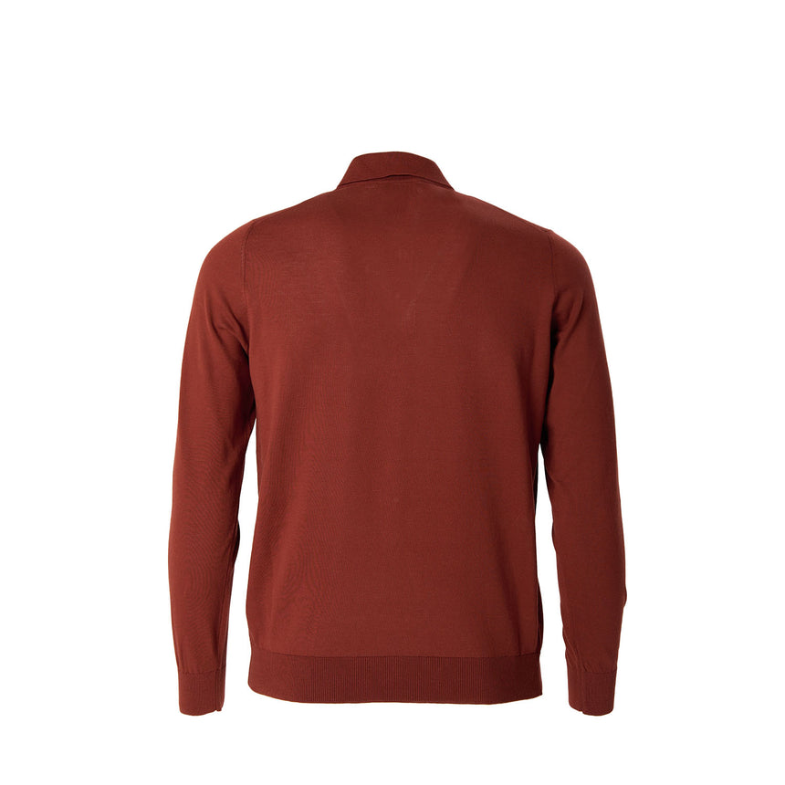 BURGUNDY LONG SLEEVE KNITTED POLO