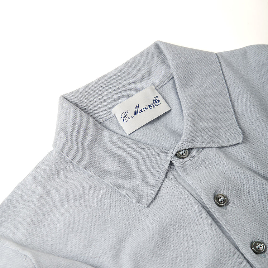 POWDER BLUE LONG SLEEVE KNITTED POLO