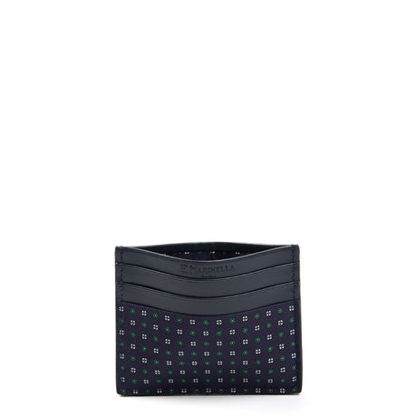 PORTACARTE DI CREDITO SETA E PELLE BLU SCURO