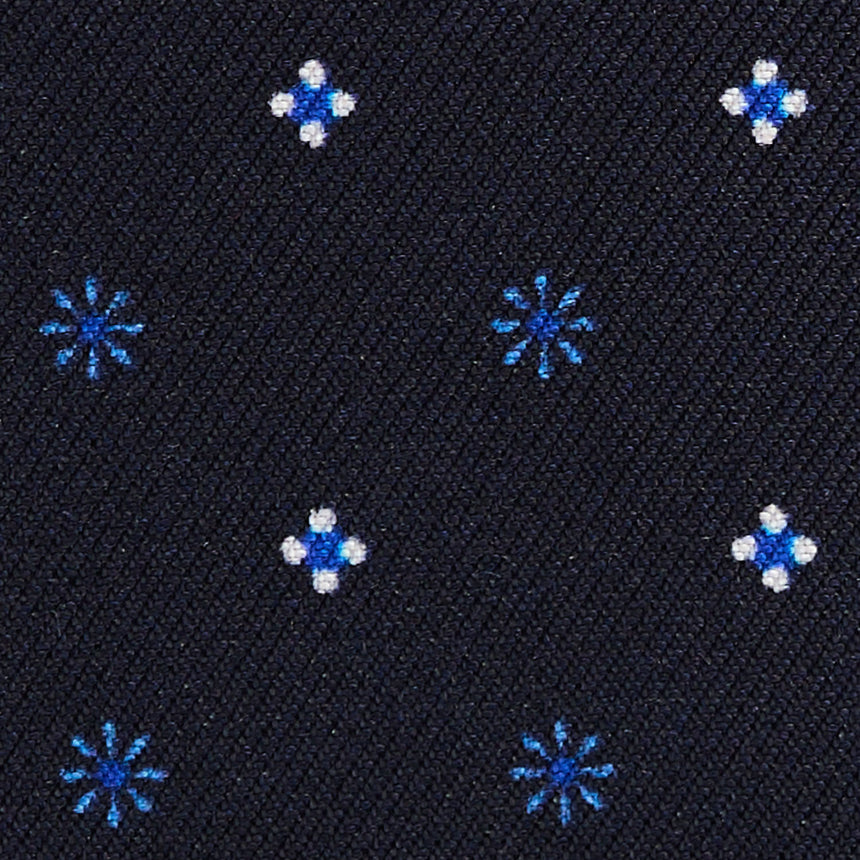 DARK BLUE LEATHER AND SILK CREDIT CARD HOLDER