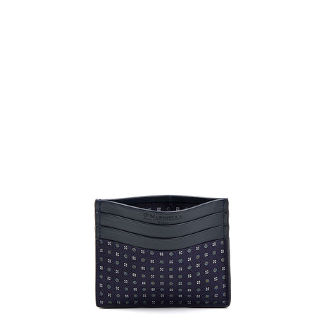 PORTACARTE DI CREDITO SETA E PELLE BLU SCURO