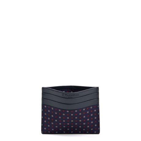 PORTACARTE DI CREDITO SETA E PELLE BLU SCURO