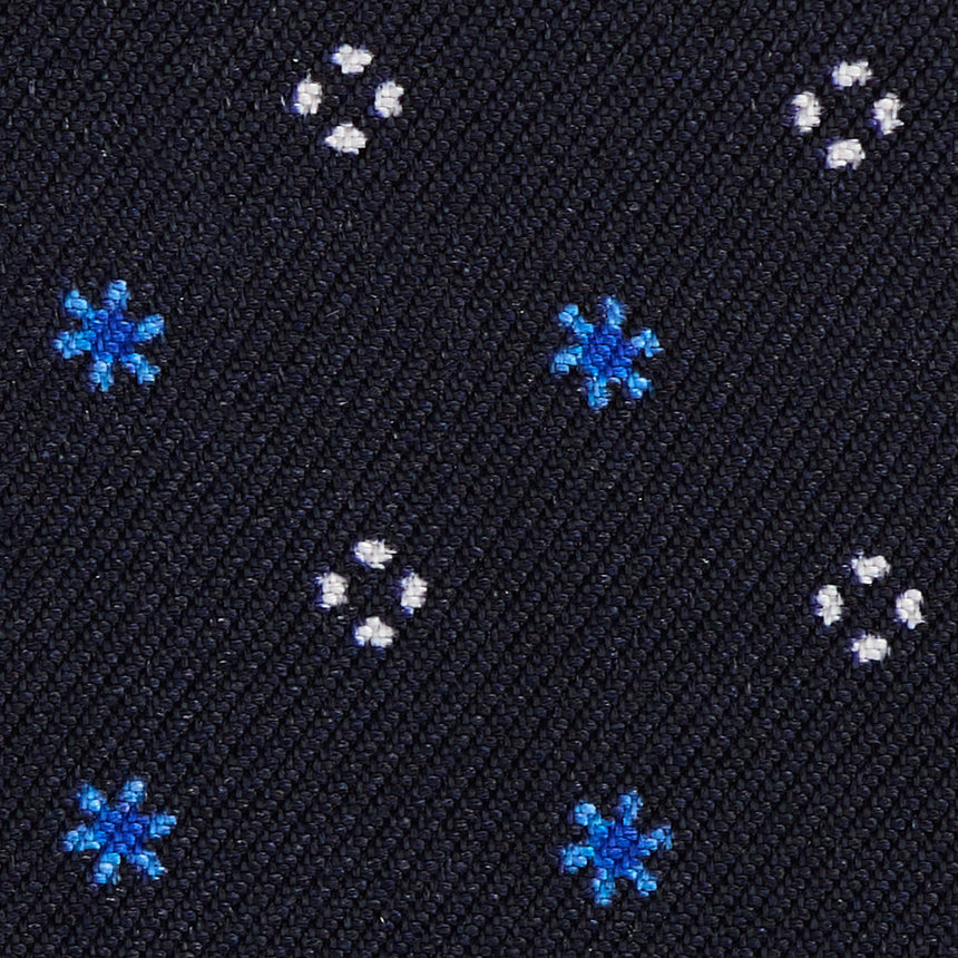 DARK BLUE LEATHER AND SILK CREDIT CARD HOLDER