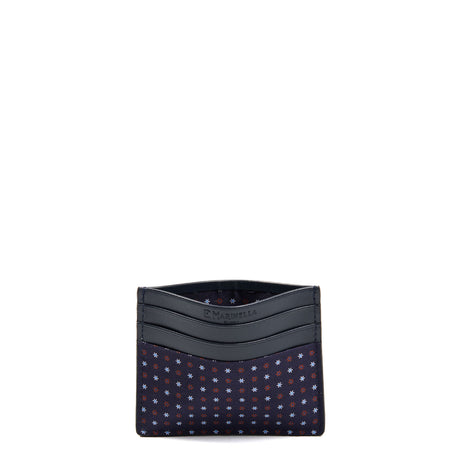 PORTACARTE DI CREDITO SETA E PELLE BLU SCURO