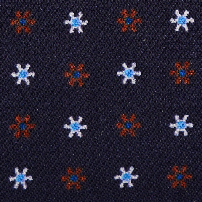 DARK BLUE LEATHER AND SILK CREDIT CARD HOLDER